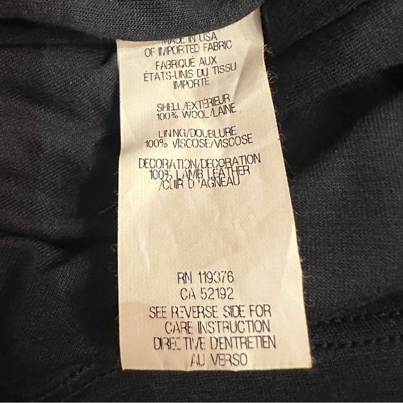 Helmut Lang Midnight Blue Draped Midi Dress 100% Wool with Leather Trim size L - Picture 8 of 8